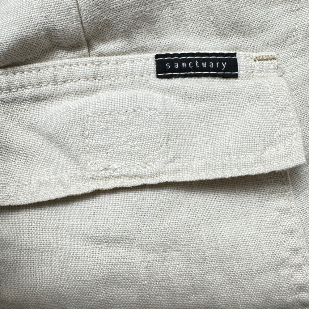 Sanctuary Anthropologie Linen Pants Beige Wide Leg Drawstring XS Summer Resort - Picture 9 of 9